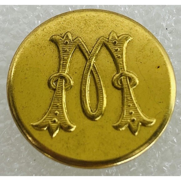 Vintage Monogram M or W Shank Buttons lot of 4 Pancraft Metal Sewing Collectible - Picture 3 of 5